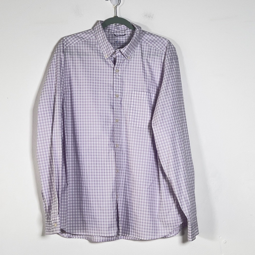 Vineyard Vines On The Go Button Down Shirt Mens Sz XL Purple Gingham Long Sleeve